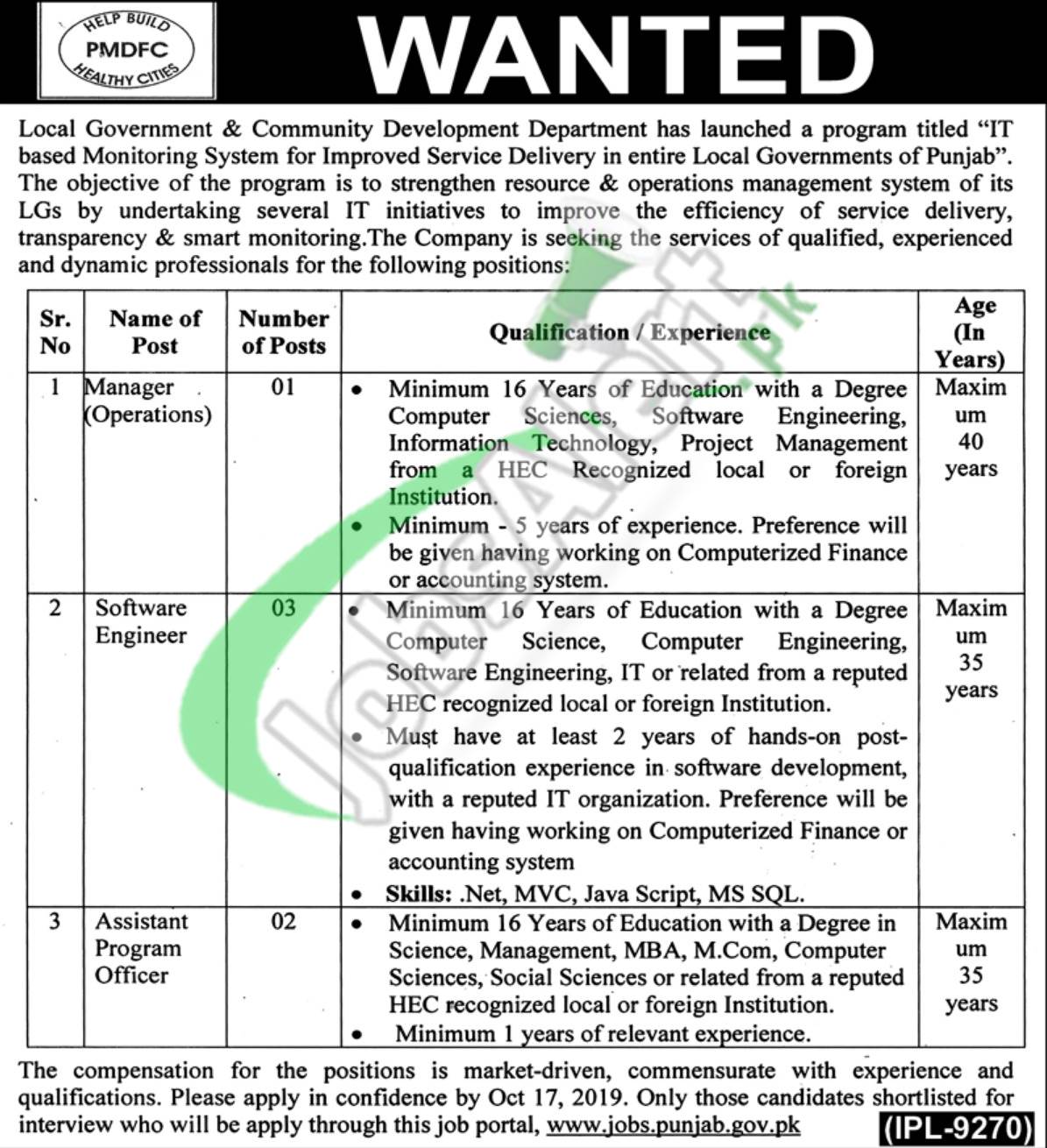 Punjab Local Government Jobs 2019 Apply Online www.jobs.punjab.gov.pk