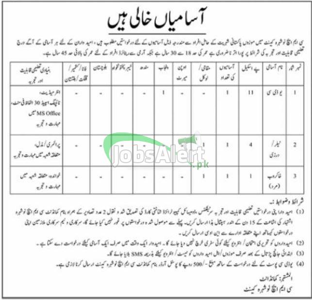 Combined Military Hospital Nowshera Jobs