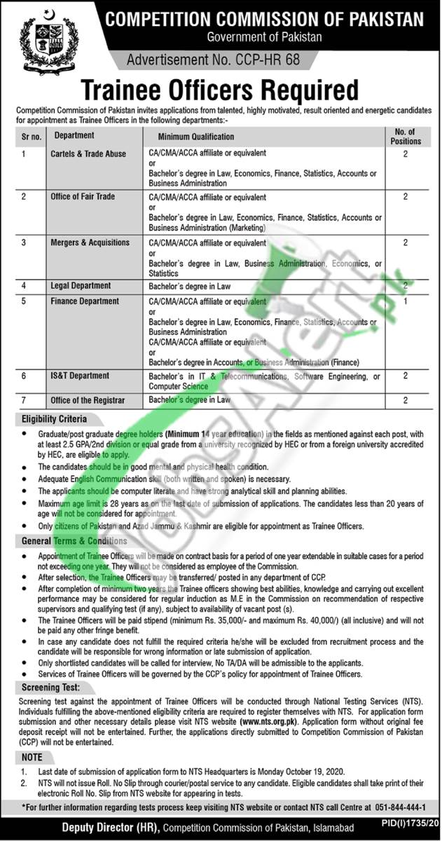Competition Commission of Pakistan CCP Jobs