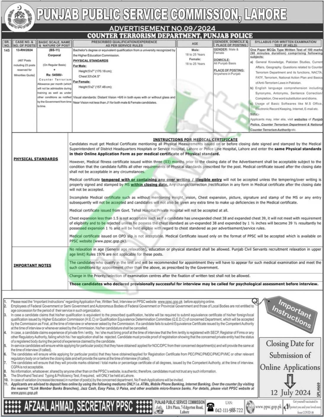 CTD Punjab Jobs