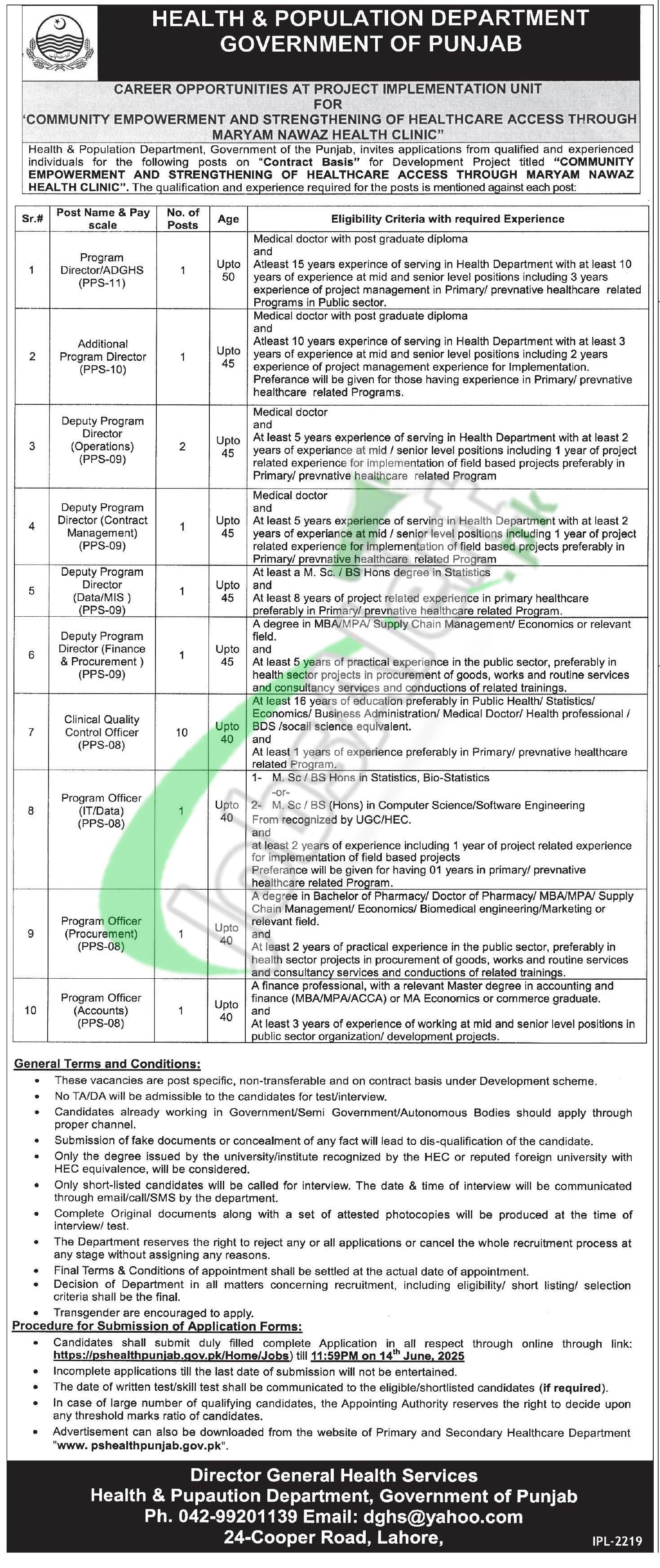Health and Population Department Jobs