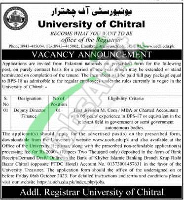 University of Chitral Jobs