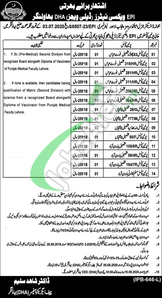 District Health Authority Bahawalnagar Jobs