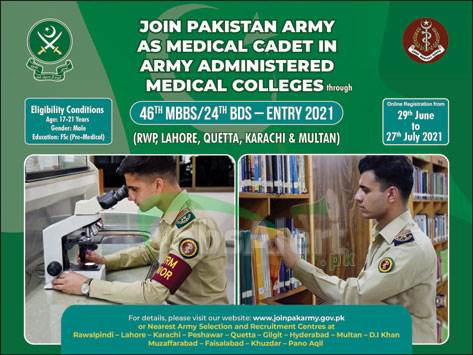 Join Pak Army as Medical Cadet
