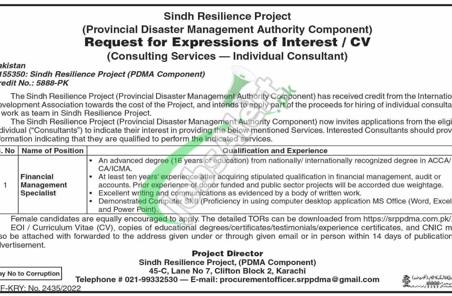 PDMA Sindh Jobs