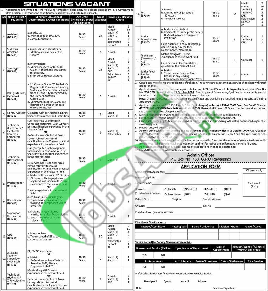 PO Box 750 GPO Rawalpindi Jobs