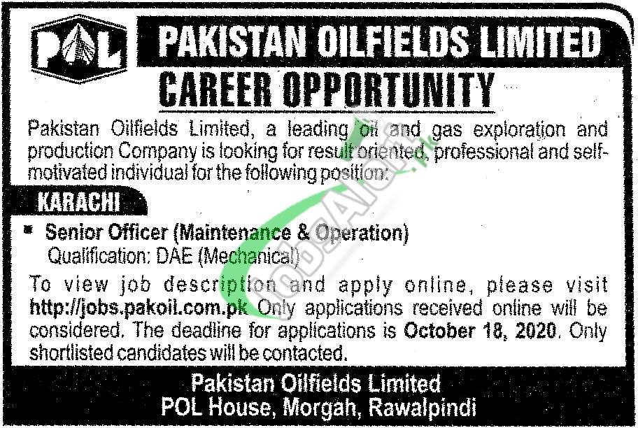 Pakistan Oilfields Limited Jobs