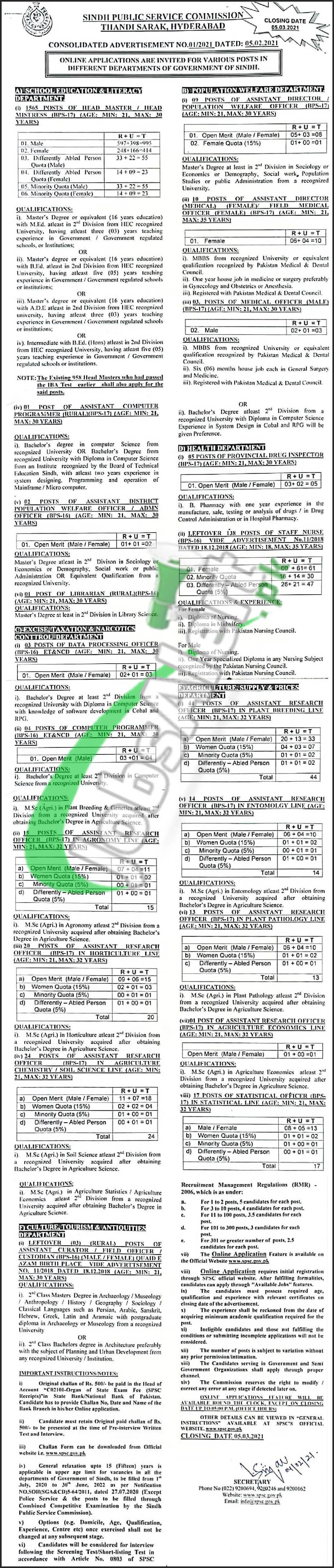 SPSC Jobs Advertisement 2021 | Sindh Public Service ...