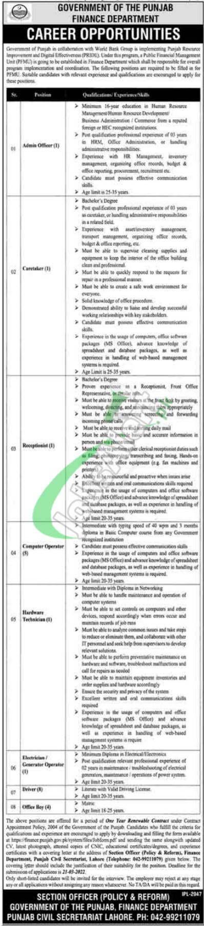 Finance Department Jobs