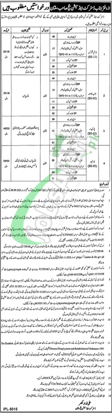 Session Court Multan Jobs