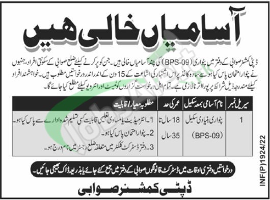 Deputy Commissioner Office Swabi Jobs 2022 Latest Advertisement Deputy Commissioner Office Swabi Jobs