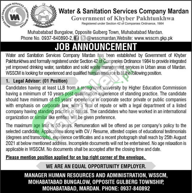 WSSCM Mardan Jobs 2021