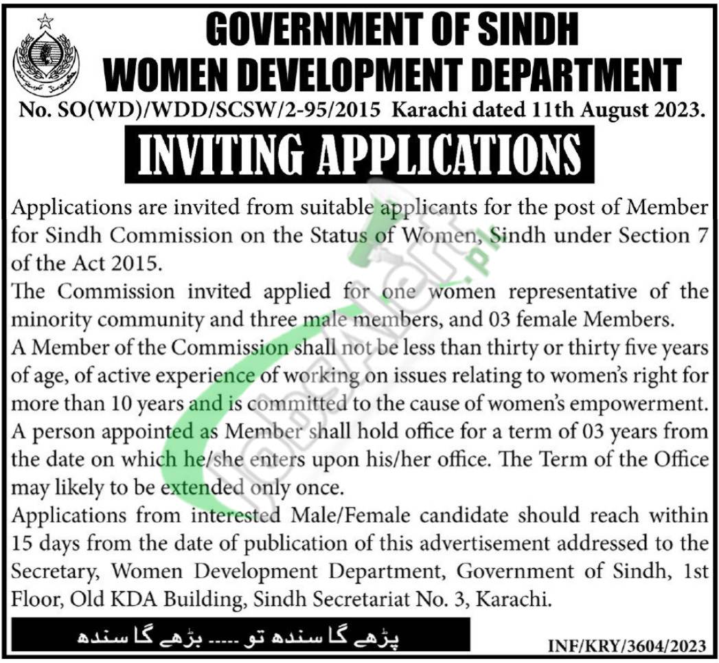 Women Development Department Sindh Jobs
