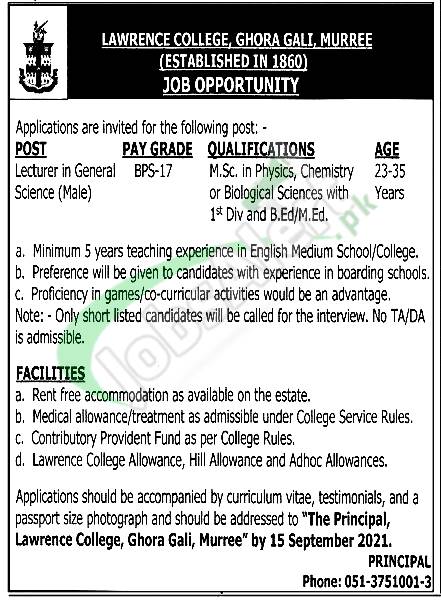 Lawrence College Murree Jobs