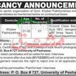 PO Box 727 University of Peshawar Jobs