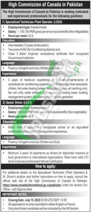 Canadian High Commission Islamabad Jobs