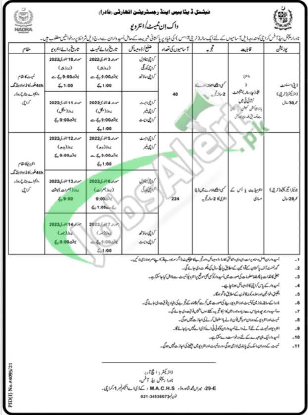 NADRA Jobs in Karachi 2022 Pakistan Latest Advertisement