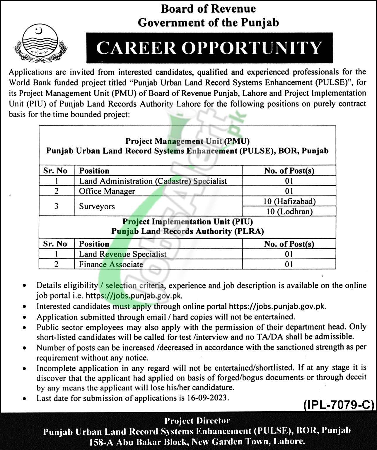 Board of Revenue Punjab Jobs