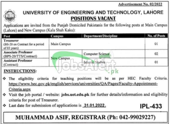 UET Lahore Jobs