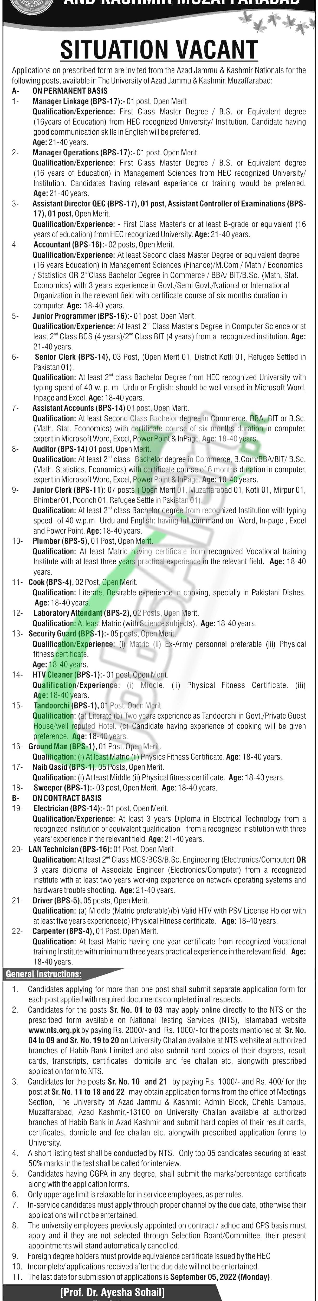 AJK University Jobs