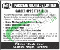 Pakistan Oilfields Rawalpindi Jobs