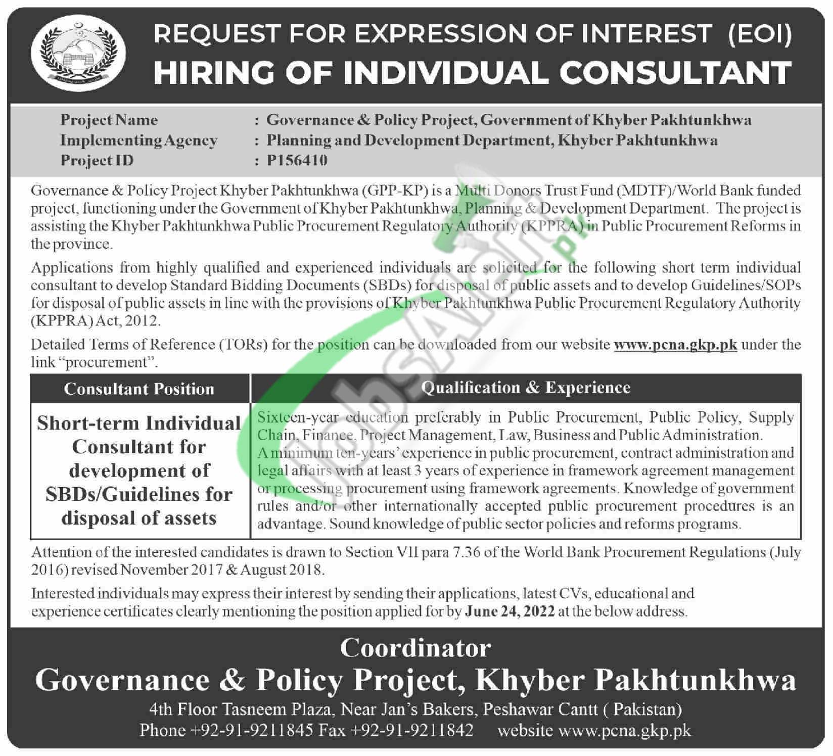 Planning and Development KPK Jobs 2022 June Advertisement Latest