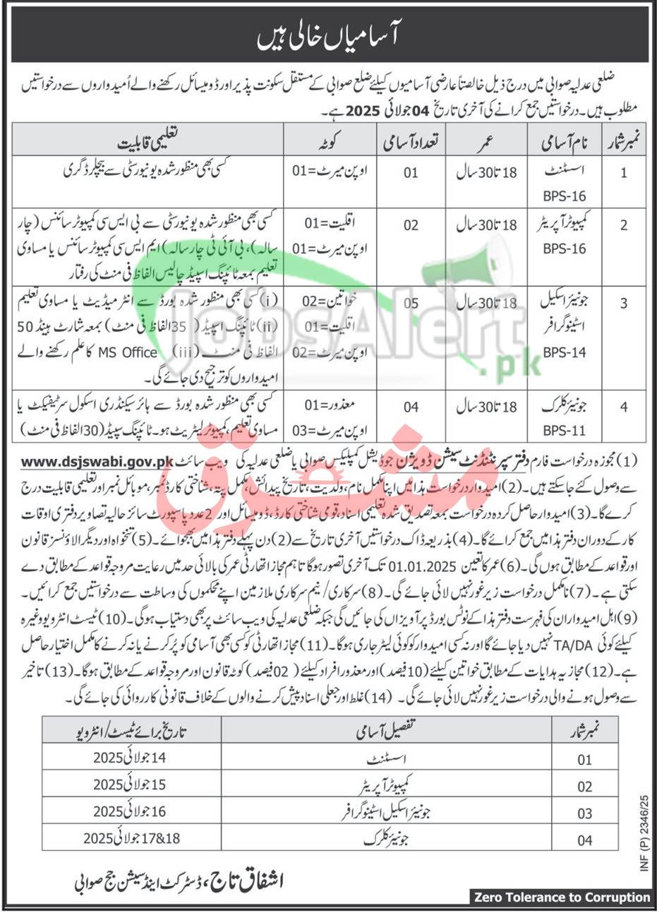 Session Court Swabi Jobs