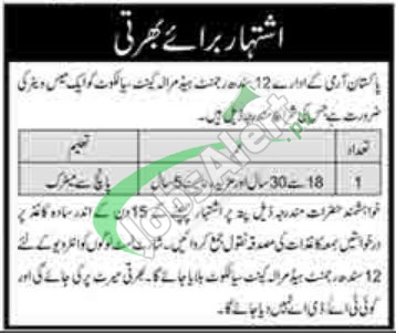 Pakistan Army Civilian Jobs