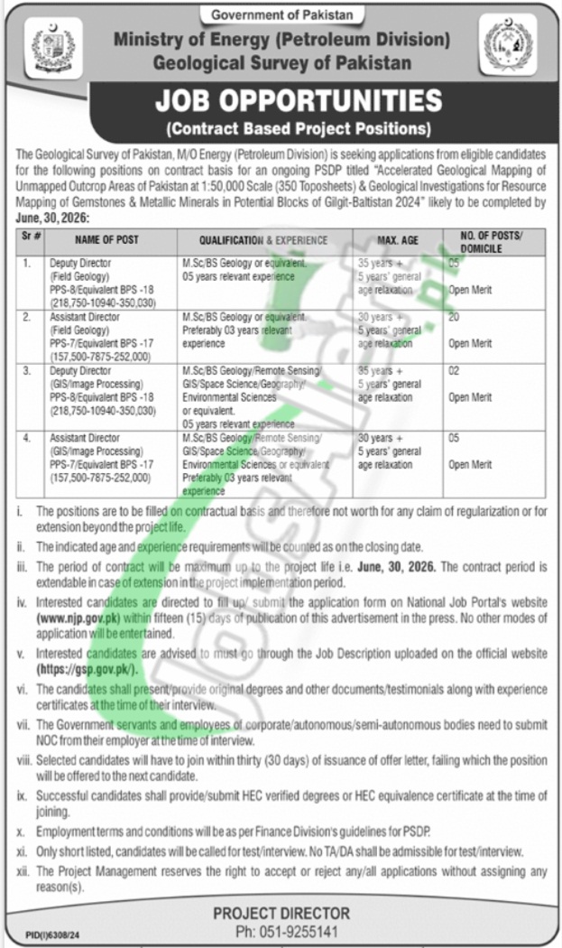 Geological Survey of Pakistan Jobs