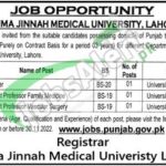 Fatima Jinnah Medical University Lahore Jobs 
