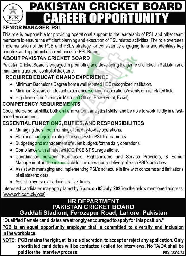 Pakistan Super League Jobs