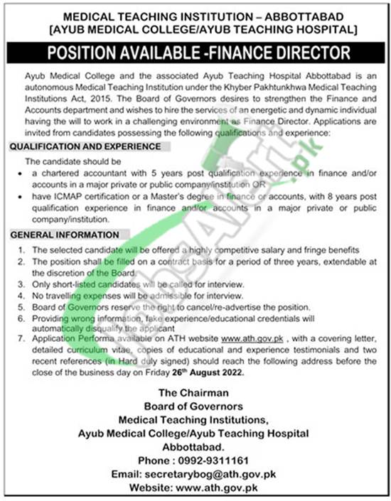 Ayub Teaching Hospital Abbottabad Jobs