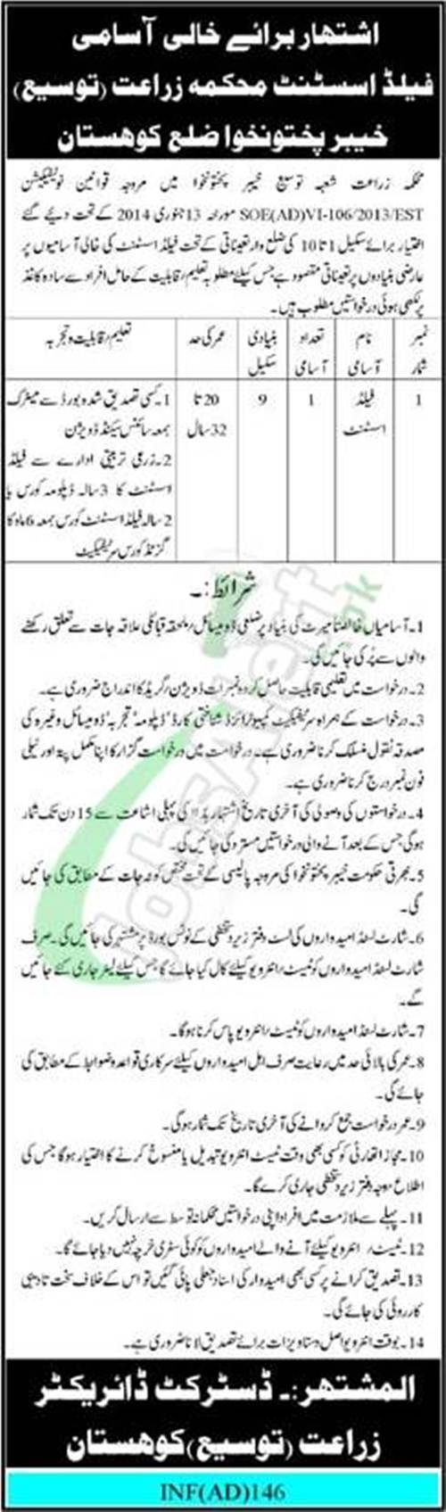 Agriculture Extension KPK Jobs