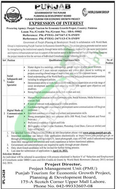 Planning and Development Department Punjab Jobs