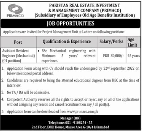 PRIMACO Islamabad Jobs