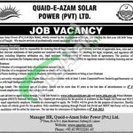 Quaid e Azam Solar Power Company Pvt Ltd Lahore Jobs