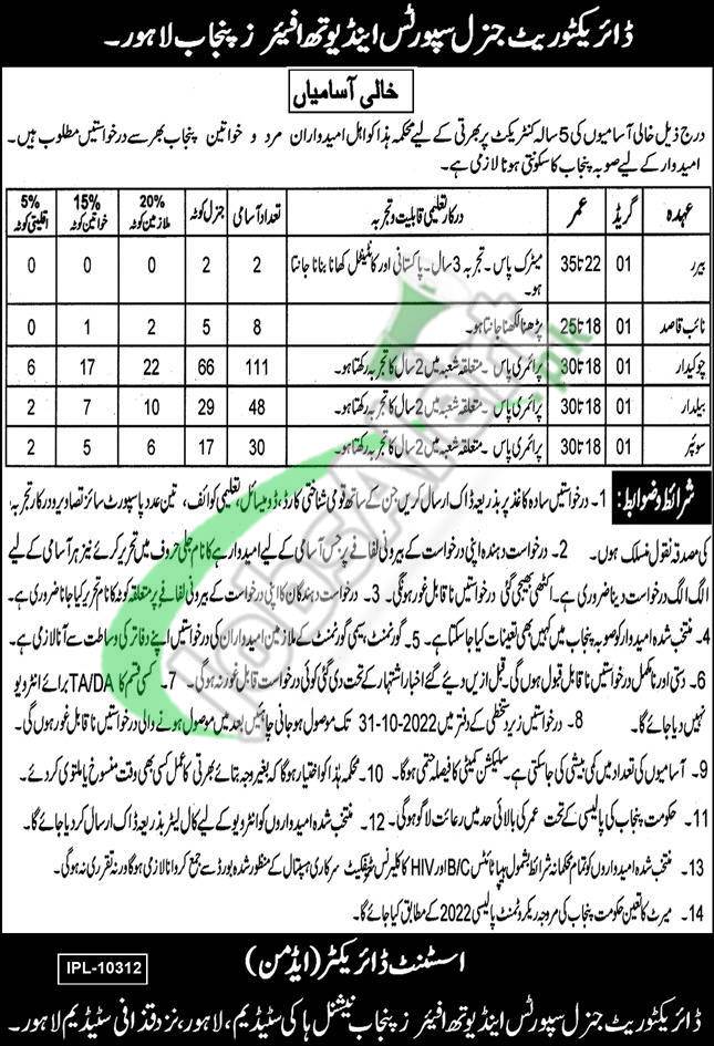 Sports and Youth Affairs Department Punjab Jobs 2022 Application Form Sports and Youth Affairs Department Punjab Jobs