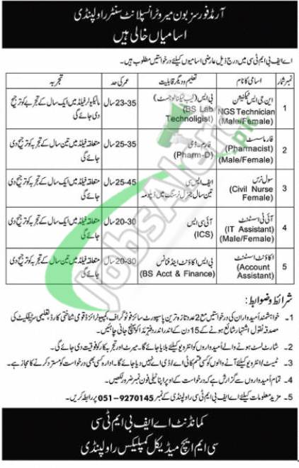 Armed Forces Bone Marrow Transplant Centre Rawalpindi Jobs