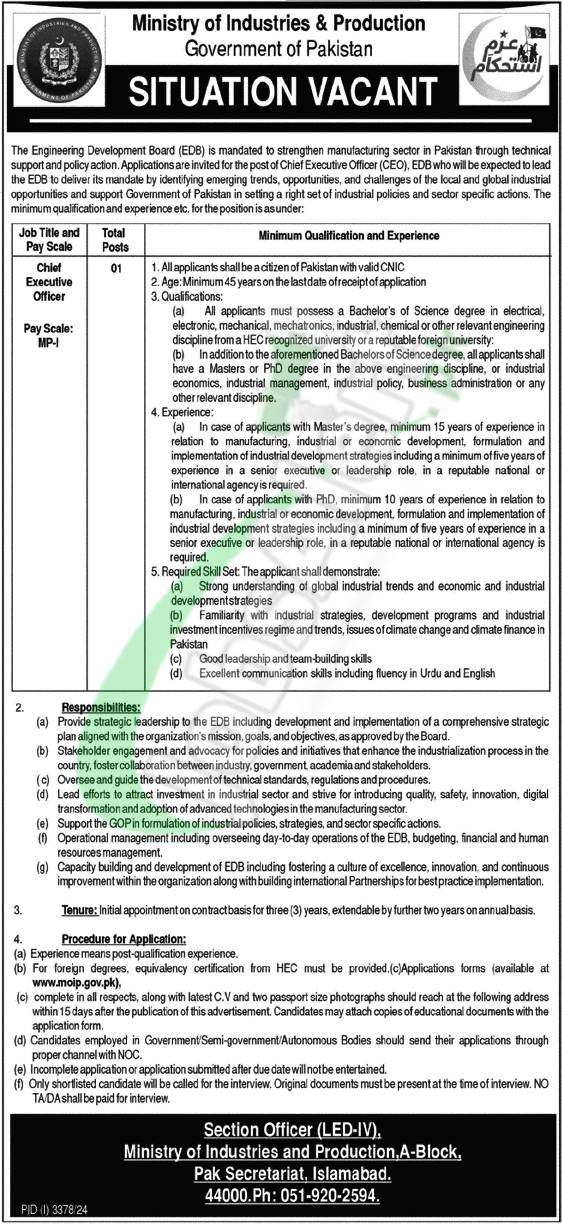 Ministry of Industries & Production Jobs