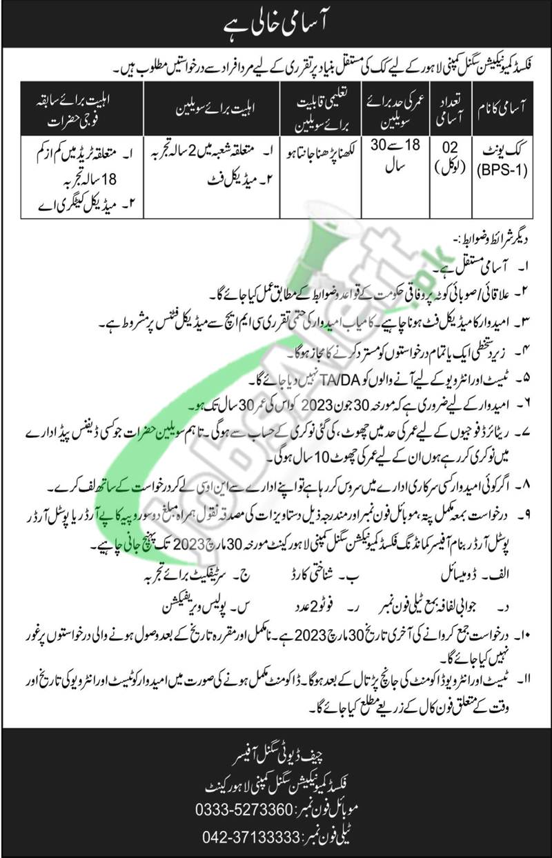 Fixed Communication Signal Company Lahore Jobs