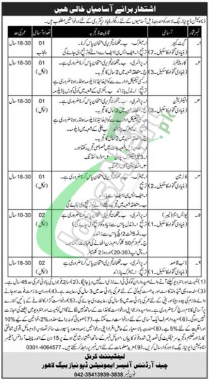 Ammunition Depot Niaz Baig Lahore Jobs