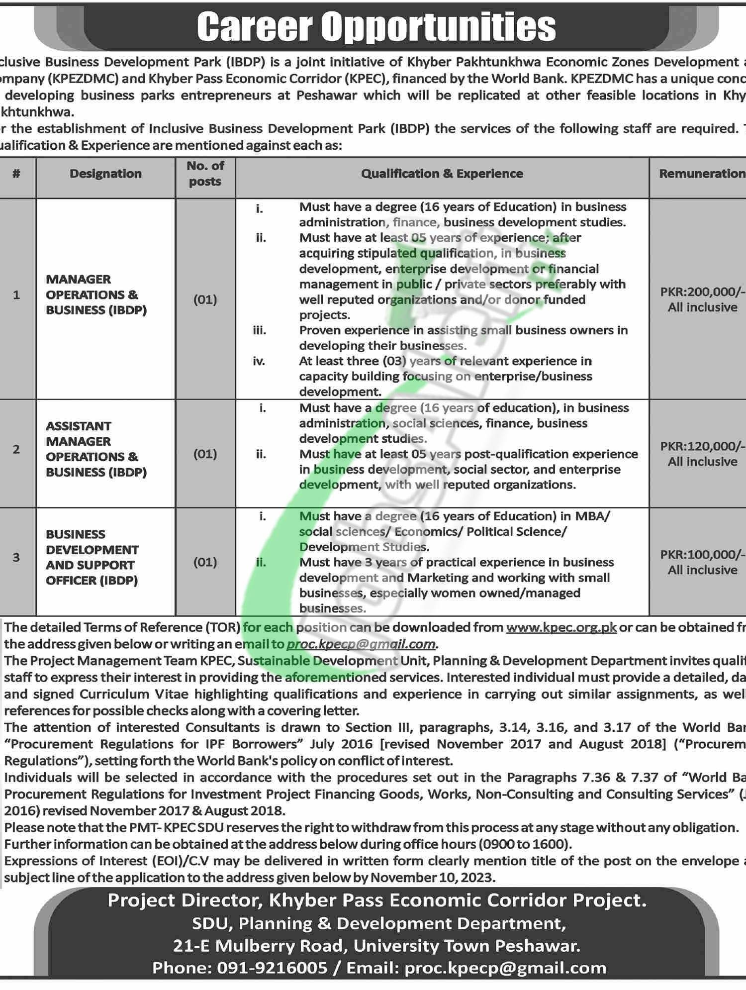Planning & Development Department KPK Jobs