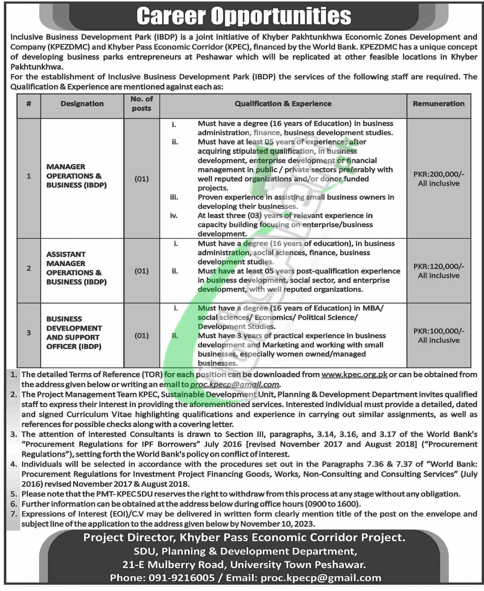 Khyber Pass Economic Corridor Jobs 2023 Planning & Development