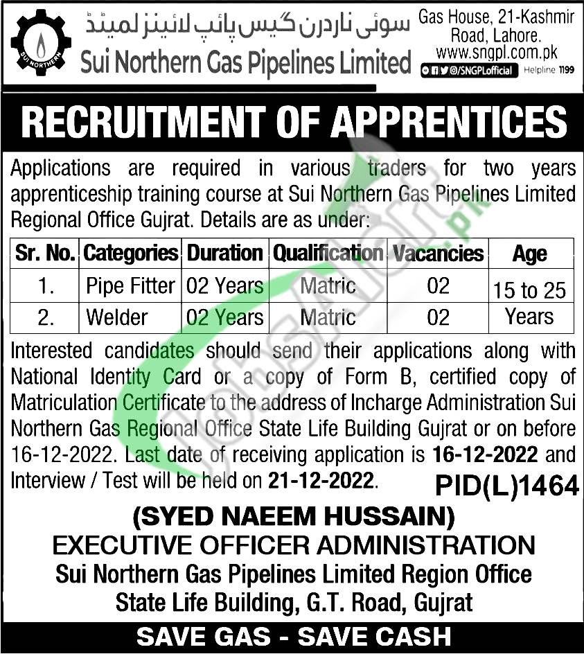 SNGPL Apprenticeship
