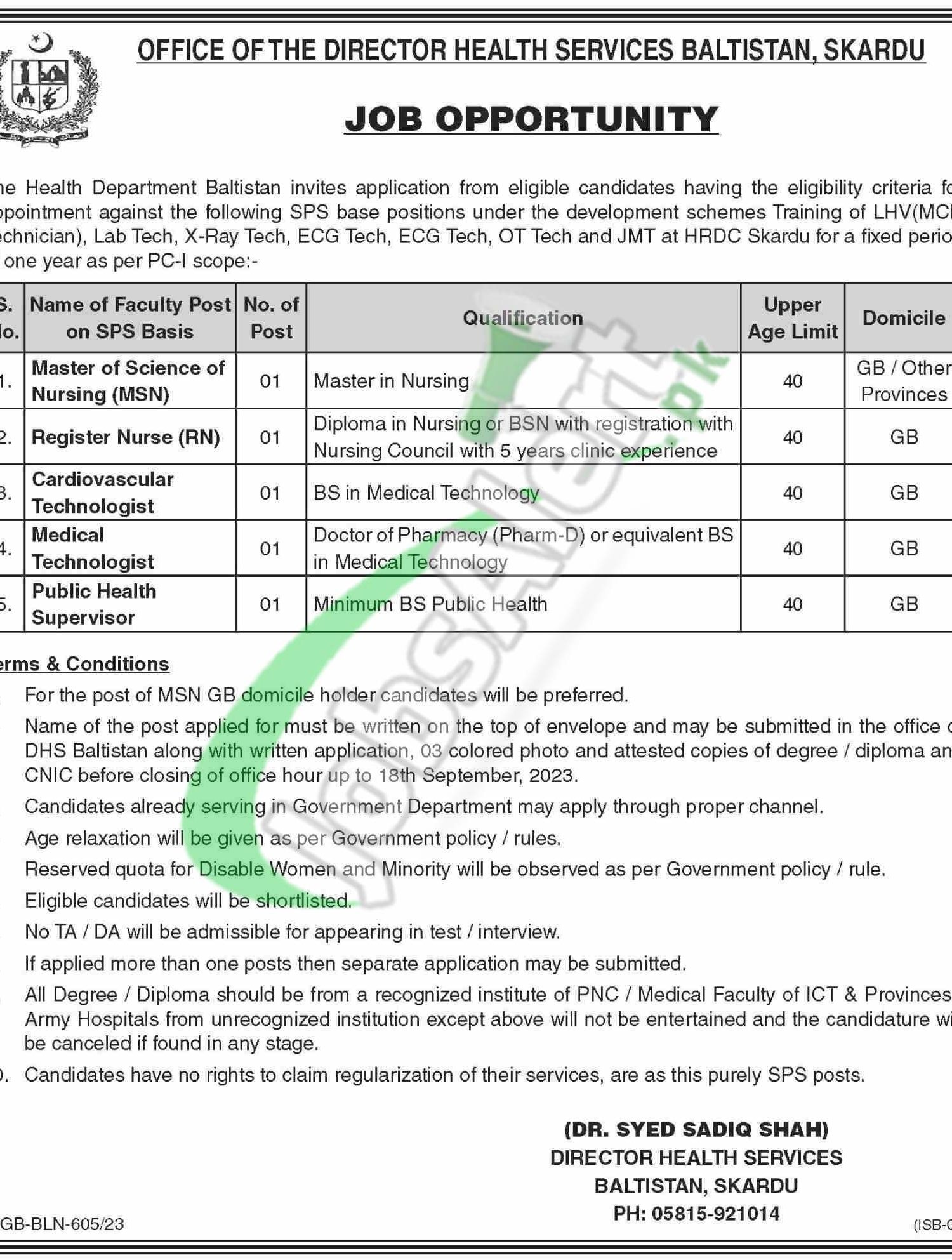 Health Department Gilgit Baltistan Jobs