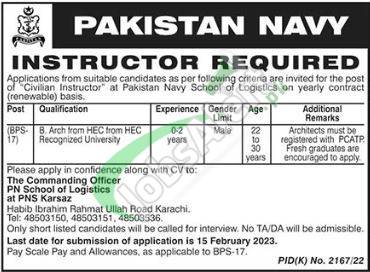 Pak Navy Instructor Jobs