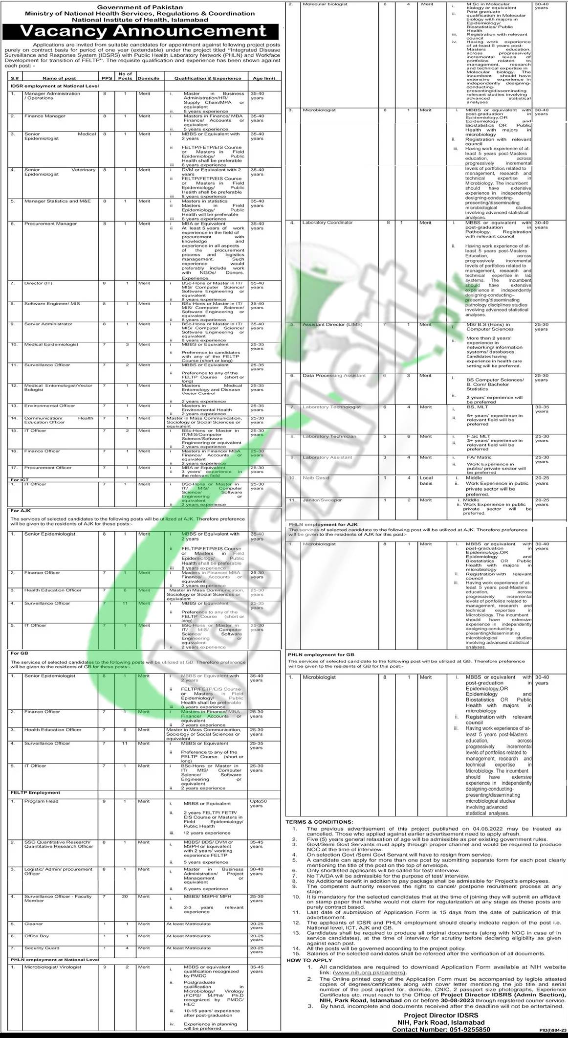 Ministry of National Health Services Jobs