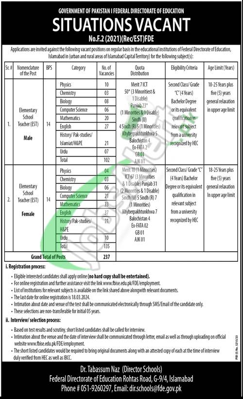 Federal Directorate of Education Jobs
