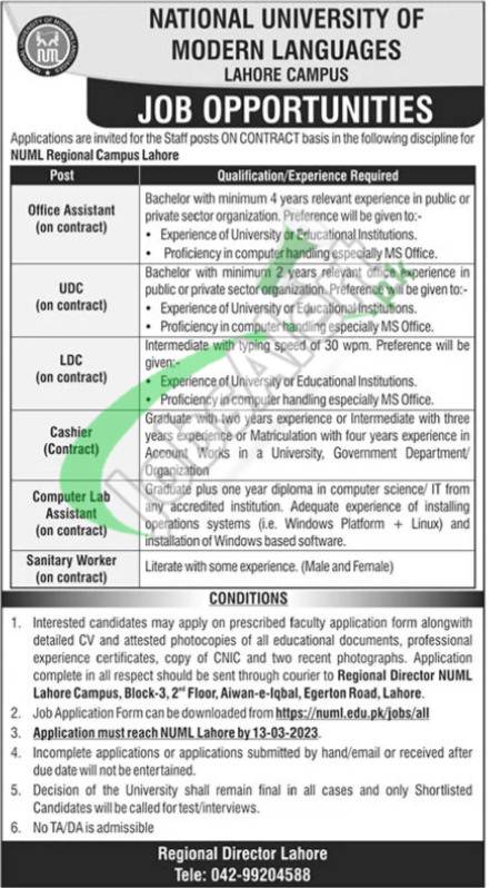 NUML Jobs