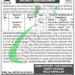 Cadet College Killa Saifullah Jobs